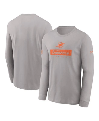 Nike Men's Gray Miami Dolphins Sideline Performance Long Sleeve T-Shirt