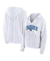 Fanatics Women's White/Gray Tennessee Titans Striped Notch Neck Pullover Hoodie