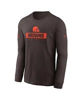 Nike Men's Brown Cleveland Browns Sideline Performance Long Sleeve T-Shirt