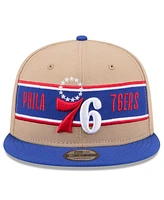 New Era Men's Tan/Royal Philadelphia 76ers 2024 Nba Draft 9FIFTY Snapback Hat