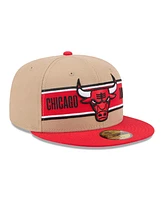 New Era Men's Tan/Red Chicago Bulls 2024 Nba Draft 59FIFTY Fitted Hat