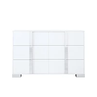 Simplie Fun Modern White Mirrored 6-Drawer Dresser with Metal Handle