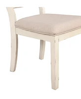 Simplie Fun Wood Cross Back Upholstered Dining Chairs, Set Of 2, Antique White