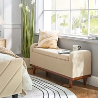 Hulala Home Upholstered Modern Flip Top Storage Bench with Metal Base