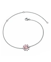 GiGiGirl Sterling Silver 18k Rose Gold Plated Daisy Flower Charm Anklet, Adjustable Length