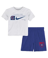 Nike Preschool White/Royal Chicago Cubs Two-Piece T-Shirt Shorts Set