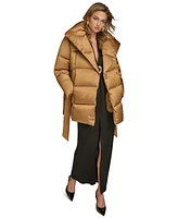 Donna Karan New York Women's Belted Wing-Collar Teddy Coat, Created for Macy's