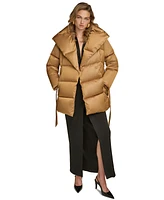 Donna Karan New York Women's Belted Wing-Collar Teddy Coat, Created for Macy's