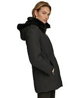 Donna Karan New York Women's Faux-Fur-Collar Short Puffer Coat