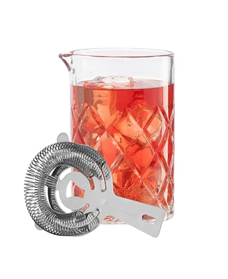 Oggi 16oz Glass Cocktail Mixing Beaker & Strainer Set