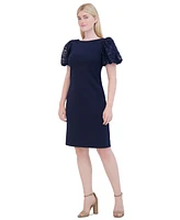 Eliza J Women's Sequined Puff-Sleeve Boat-Neck Dress