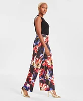 I.n.c. International Concepts Women's High-Rise Printed Satin Wide-Leg Pants, Created for Macy's