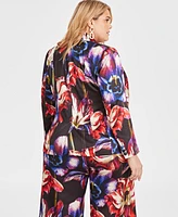 I.n.c. International Concepts Women's Printed Satin Blazer, Created for Macy's