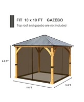 Aoodor Gazebo Netting 10' x Polyester Screen Replacement 4 Panel Sidewalls for Patio (Only Netting)