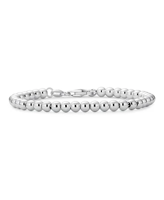 Bling Jewelry Traditional Simple Plain Hand Strung Polish Round Light Weight .925 Sterling Silver Bead 4MM Ball Strand Bracelet For Women 7 Inch