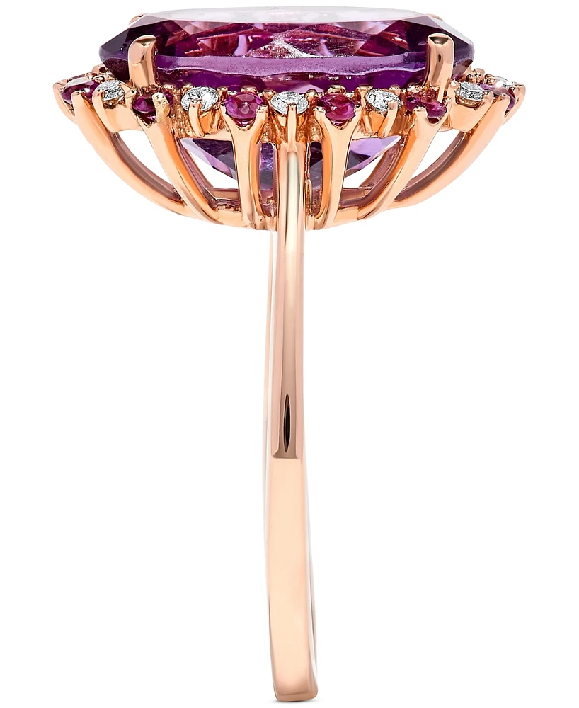 Amethyst (5-3/4 ct. t.w.) & Diamond (1/8 ct. t.w.) Oval Halo Ring in 14k Rose Gold