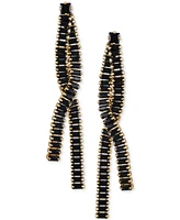 Vince Camuto Gold-Tone Black Crystal Criss-Cross Clip-On Linear Drop Earrings