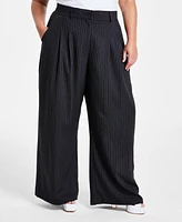 Bar Iii Trendy Plus Pinstriped Wide-Leg Pants, Created for Macy's