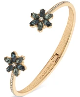 Marchesa Gold-Tone Pave, Stone & Imitation Pearl Flower Cuff Bracelet