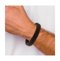 Chisel Stainless Steel Brushed Braided Leather Bracelet