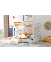 Streamdale Furniture Full Over Full Bunk Bed With Drawers, Convertible Beds, White