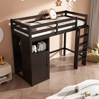 Streamdale Furniture Twin Loft Bed With Wardrobe, Storage Shelves And Ladder