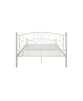 Streamdale Furniture Full Size Unique Flower Sturdy System Metal Bed Frame With Headboard And Footboard