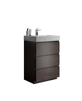 Streamdale Furniture Alice 24" Walnut Bathroom Vanity with Sink & Large Storage