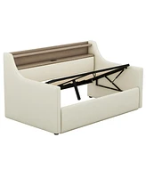 Simplie Fun Hydraulic Storage Twin Daybed, Beige