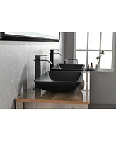 Streamdale Furniture Black Matte Rectangular Vessel Sink with Faucet and Drain