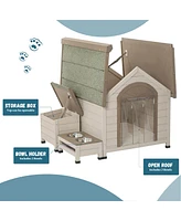 Streamdale Furniture Wood Dog House with Open Roof for Small to Medium Dogs