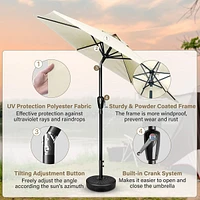 7.5' Patio Umbrella with Tilt/Crank, 6 Ribs for Outdoor Use