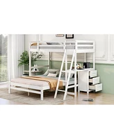 Streamdale Furniture Twin Over Full Bunk Bed With Built-In Desk And Three Drawers