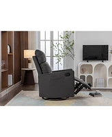 Simplie Fun Swivel Rocking Recliner Nursery Chair, Dark Gray