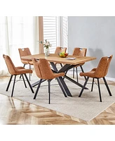 Streamdale Furniture 63" Oak Dining Table Set for 4-6 People