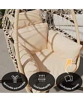 Streamdale Furniture Patio Foldable Hanging Swing Chair With Stand Natural Color