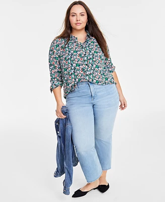 On 34th Trendy Plus Button-Front Crepe Shirt, Created for Macy's