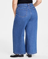 On 34th Plus High-Rise Wide-Leg Jeans, Created for Macy's