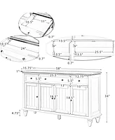 Hulala Home Ottfried Traditional 58'' Wide Sideboard with Solid Wood Legs