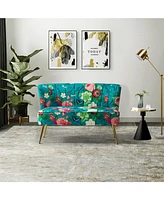 Hulala Home Contemporary Udine 47" Loveseat with Floral Patterns