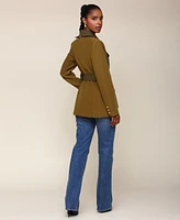 Avec Les Filles Women's Belted Long-Sleeve Military Jacket