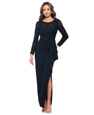 Xscape Women's Long-Sleeve Lace Top Dress