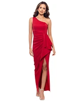 Xscape Women's One-Shoulder Ruffled Long Fit & Flare Dress