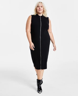 Bar Iii Trendy Plus Zip-Front Sweater Dress, Created for Macy's