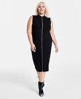 Bar Iii Trendy Plus Zip-Front Sweater Dress, Created for Macy's