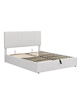 Streamdale Furniture Queen Size Upholstered Platform Bed With A Hydraulic Storage System