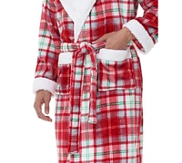 Holiday Lane Plush Printed Short Shawl-Collar Robe, Exclusively at Macy's