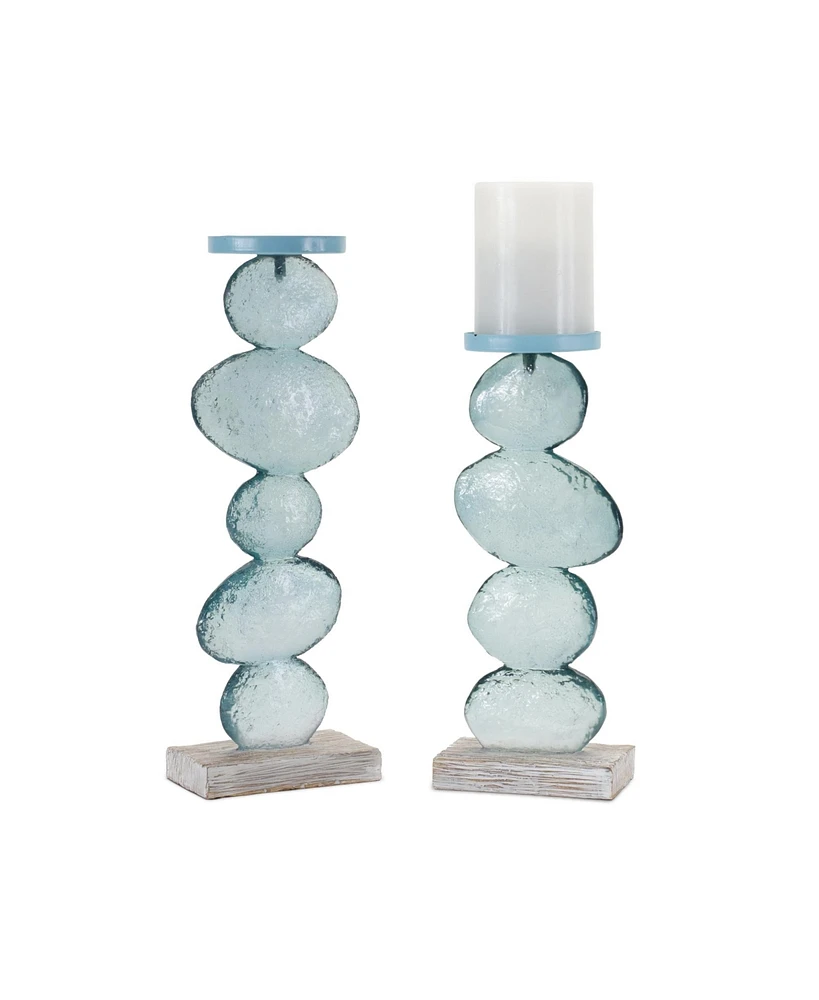 Slickblue Candle Holder (Set of 2) 11.5"H, 13.5"H Resin