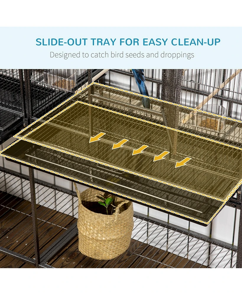 Streamdale Furniture Spacious and Mobile Bird Cage with Easy Cleaning and Access