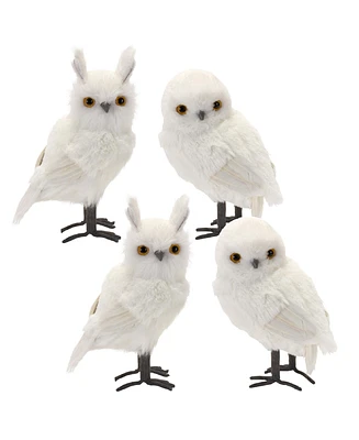 Slickblue White Winter Owl Foam Decoration (Set of 4)